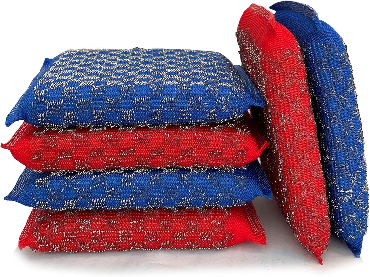 Steel Wool Scrubbers Dish Kitchen Sponges Heavy-Duty Kitchen Steel Scrub Sponges,Multi-Functional Stubborn Stain Fast Cleaning Scrubber(6 Pack)