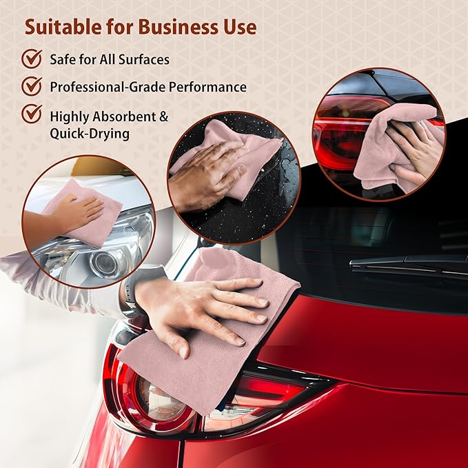 H4N Microfiber Cleaning Cloth Roll, 85 Pack Micro Fiber Wash Cloths for Car, Tear Away Towels, Ultra Absorbent Dish Rags, Non-Abrasive, Reusable and Washable Household Supplies, 11.81" x 11.81", Pink