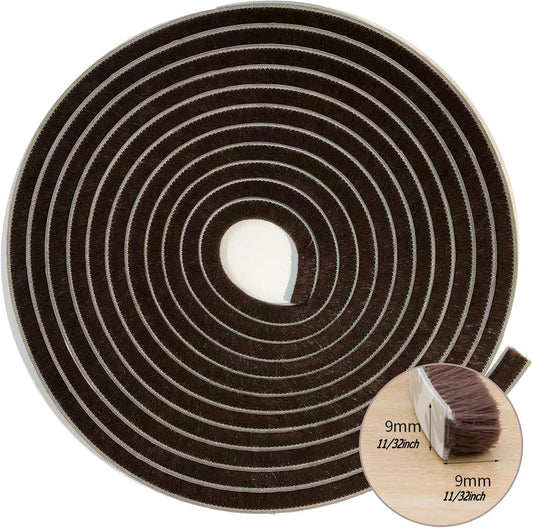 Brush Weatherstrip for Sliding Window Side,Pile Weatherstripping Door Sealers for Door Frame (80ft x11/32 Backing x 11/32 Brush inch, Brown)