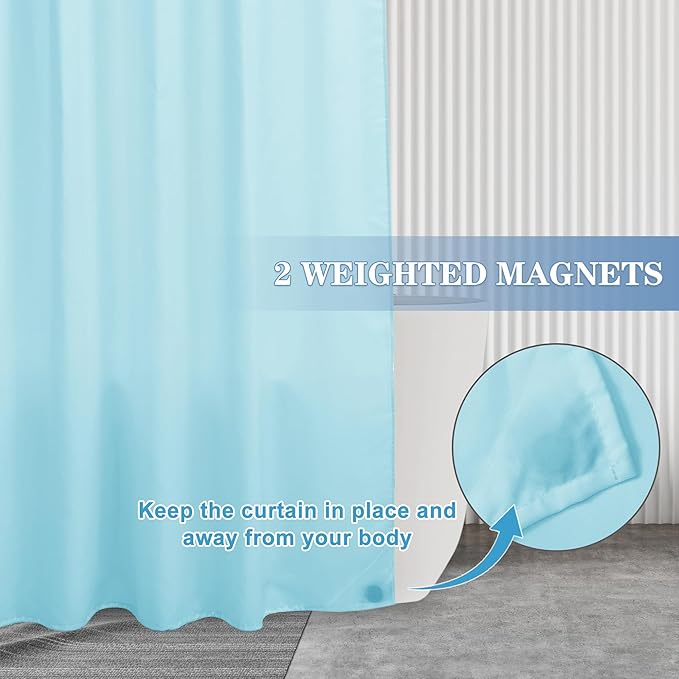 Nasitos Fabric Shower Curtain Liners 4 Pack - W72 x H72 - Washable & Water Resistant Cloth Shower Liner for Bathroom, Soft Hotel Quality, Standard Size (Blue, Include 8 Separate Magnets)