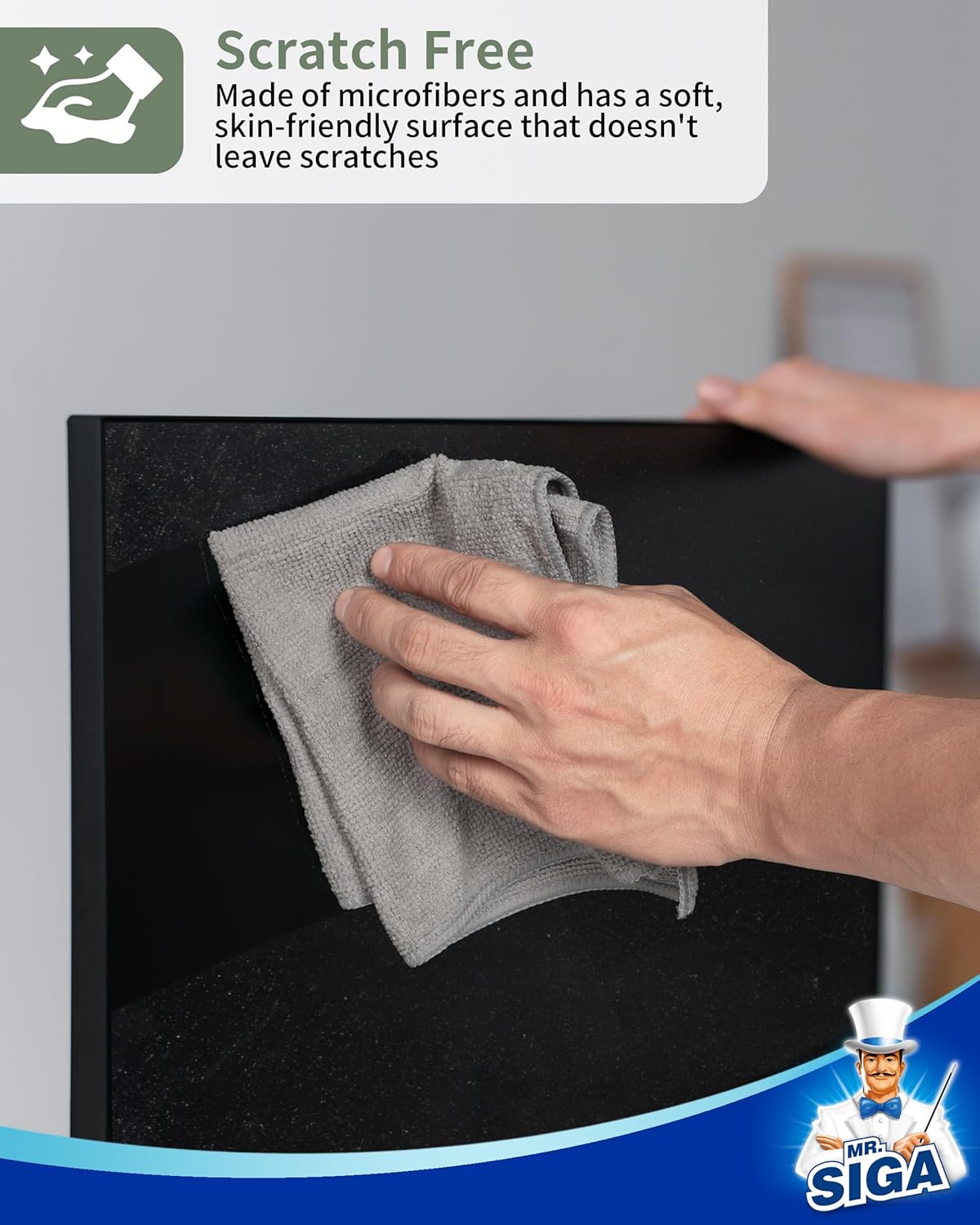 MR.SIGA Microfiber Cleaning Cloth, All-Purpose Microfiber Towels, Streak Free Cleaning Rags, Pack of 15, Gray, Size 30 x 30 cm(11.8 x 11.8 inch)