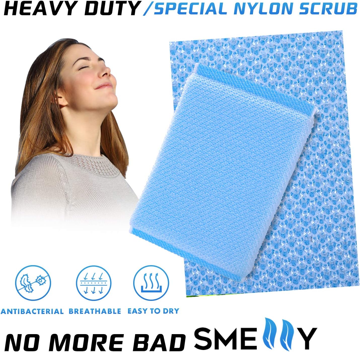 Nylon Cleaning Scrub Pad 12 Pack,Long-Lasting and Reusable Dishwashing Sponge,All-Purpose Scouring Pads Sponge for Kitchen,Bathroom