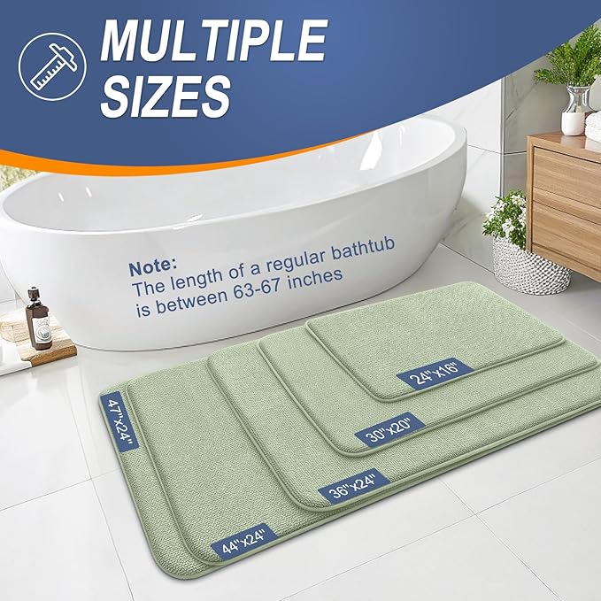 OLANLY Thick Memory Foam Bath Mat Rug 30x20, Extra Soft Absorbent Bathroom Rug, Quick Dry Bath Mats, Non-Slip, Machine Washable Carpet for Bathroom, Tub and Shower, Home Decor Accessories, Sage Green