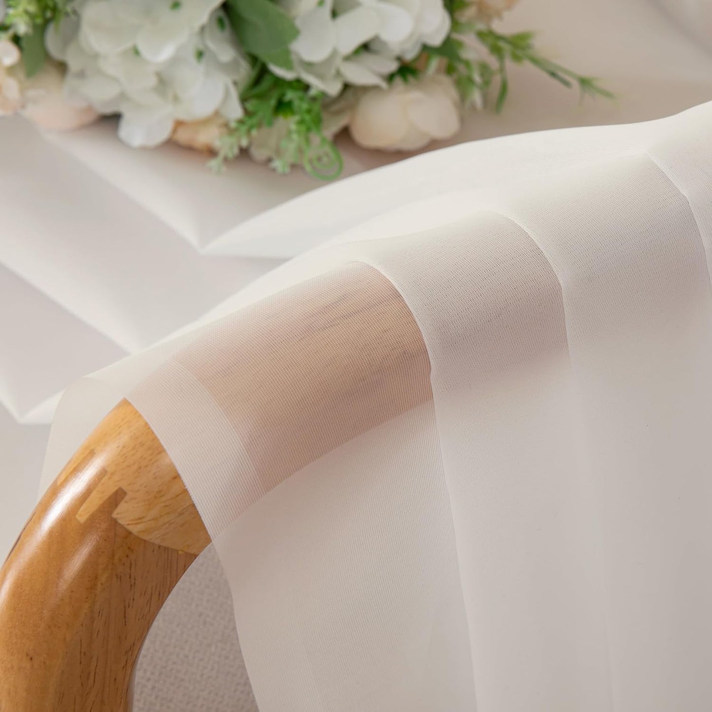 Chyhomenyc Ivory Sheer Curtains 30 inch Length 2 Panels, Light Filtering Voile Rod Pocket Short Window Curtians for Bathroom Living Room Farmhouse Small Windows, 42Wx30L inches
