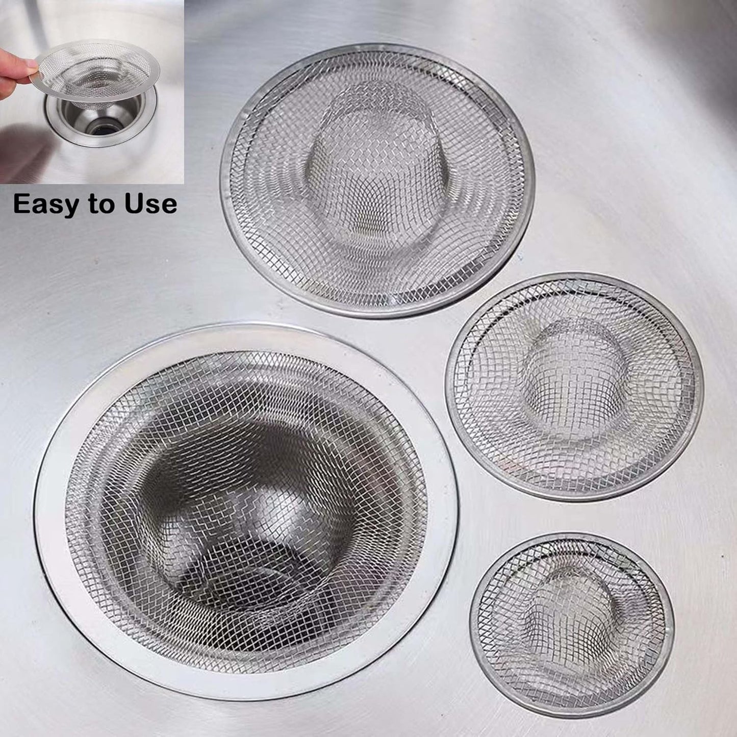 10Pcs Metal Mesh Kitchen Sink Strainer, 4.41" Stainless Steel Slop Basket Filter Trap Kitchen Sink Drain Strainer Screen Mesh Food Catcher for Most Kitchen Sink Bathroom Shower Floor Drain