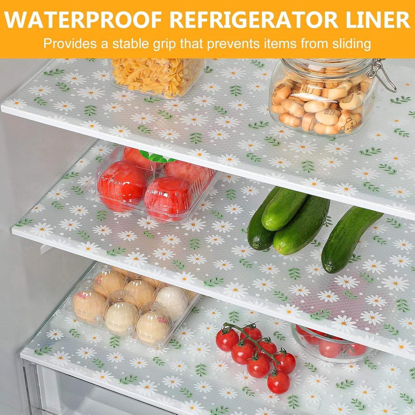 INNOLITES Shelf Liner – Cabinet & Drawer Liner Non-Adhesive – Waterproof Oil-Proof – Durable EVA with Floral for Kitchen Cabinets Refrigerator – BPA-Free, Easy to Cut 17.7" x 197"