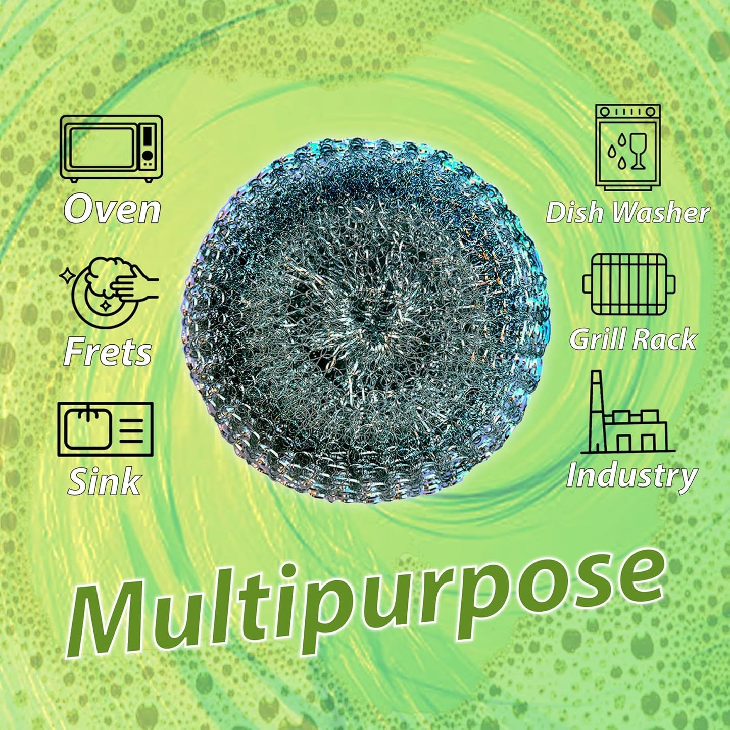 5 Pcs ESSPERTA Stainless Steel Wool Scrubber，5 Steel Scrubber Wool Pads for Cleaning Dishes, Metal Scrubber Pot Scrubbers Can Clean Iron Pots, Stoves, Barbecue Grills, Wash Sink