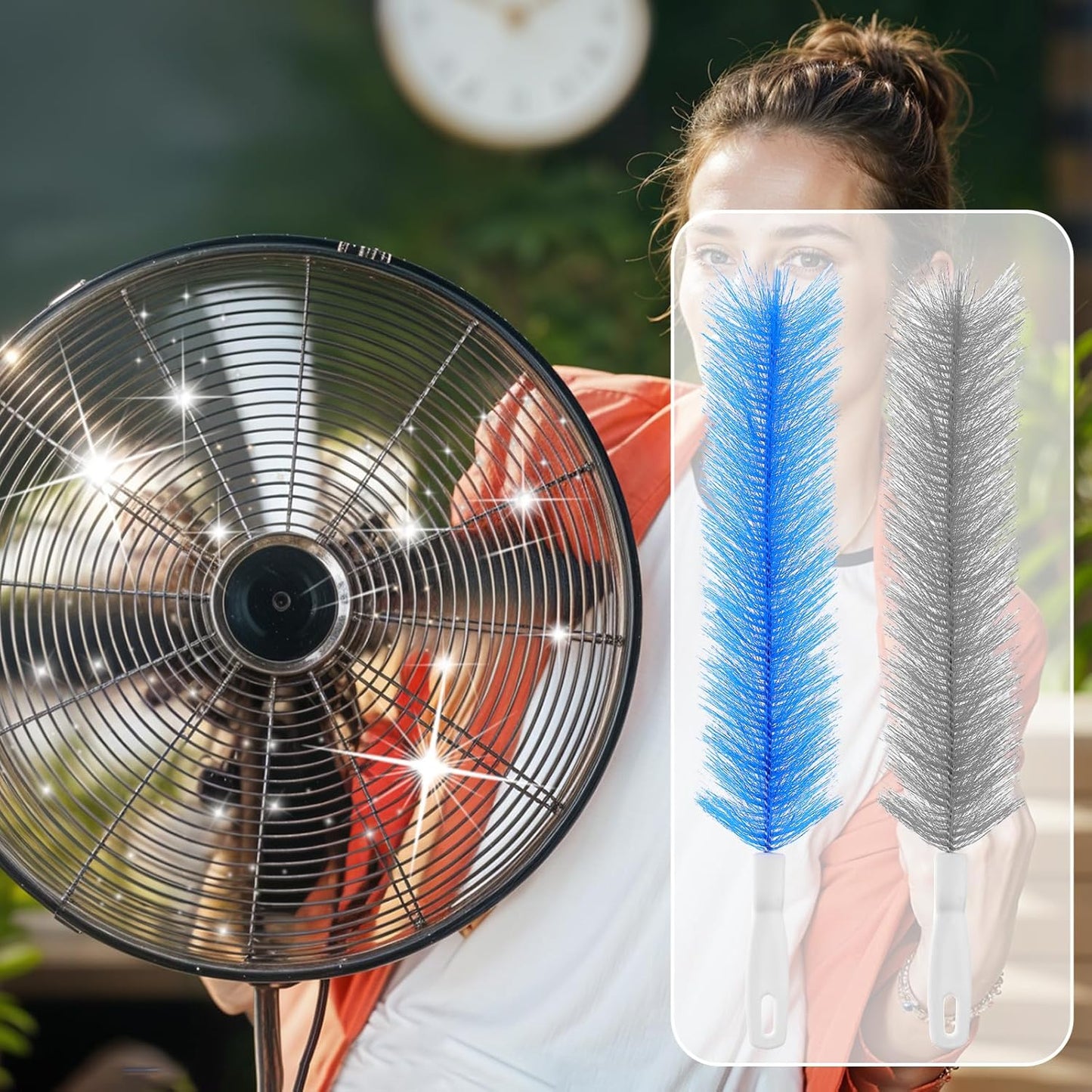 2 Pcs Cobweb Duster, Fan Cleaner Brushes Bendable Fans Cleaning Brush Set Microfiber Head Washable Brush for Air Conditioning Shutters Ceiling Air Vents Curtains Cars Box