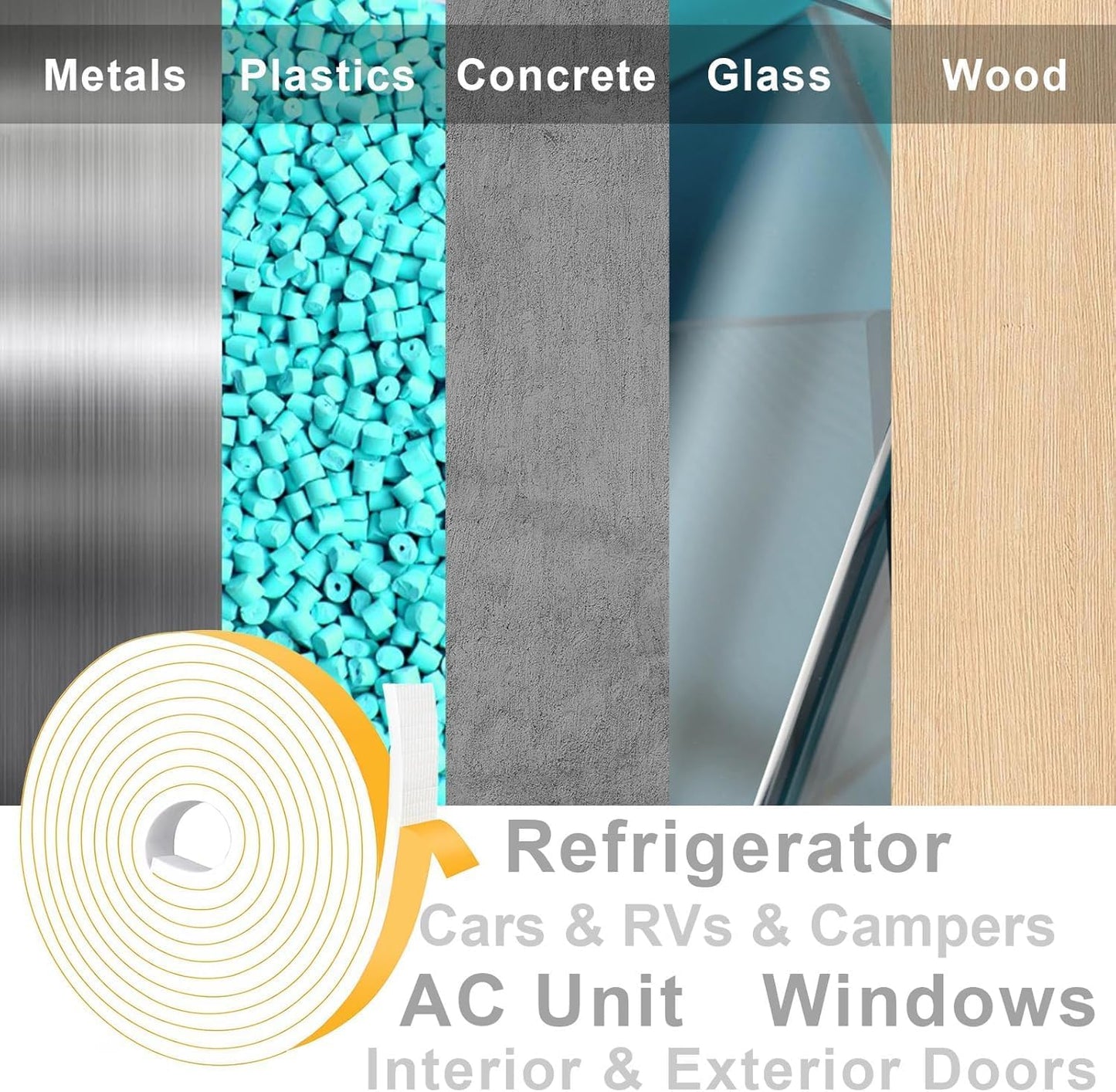 High Density Foam Weather Stripping Door Seal Strip Insulation Tape Roll for Insulating Door Frame, Window, Air Conditioner Soundproof Self Adhesive Sealing Weatherstrip(1 in x 1/4 in x 66 Ft)