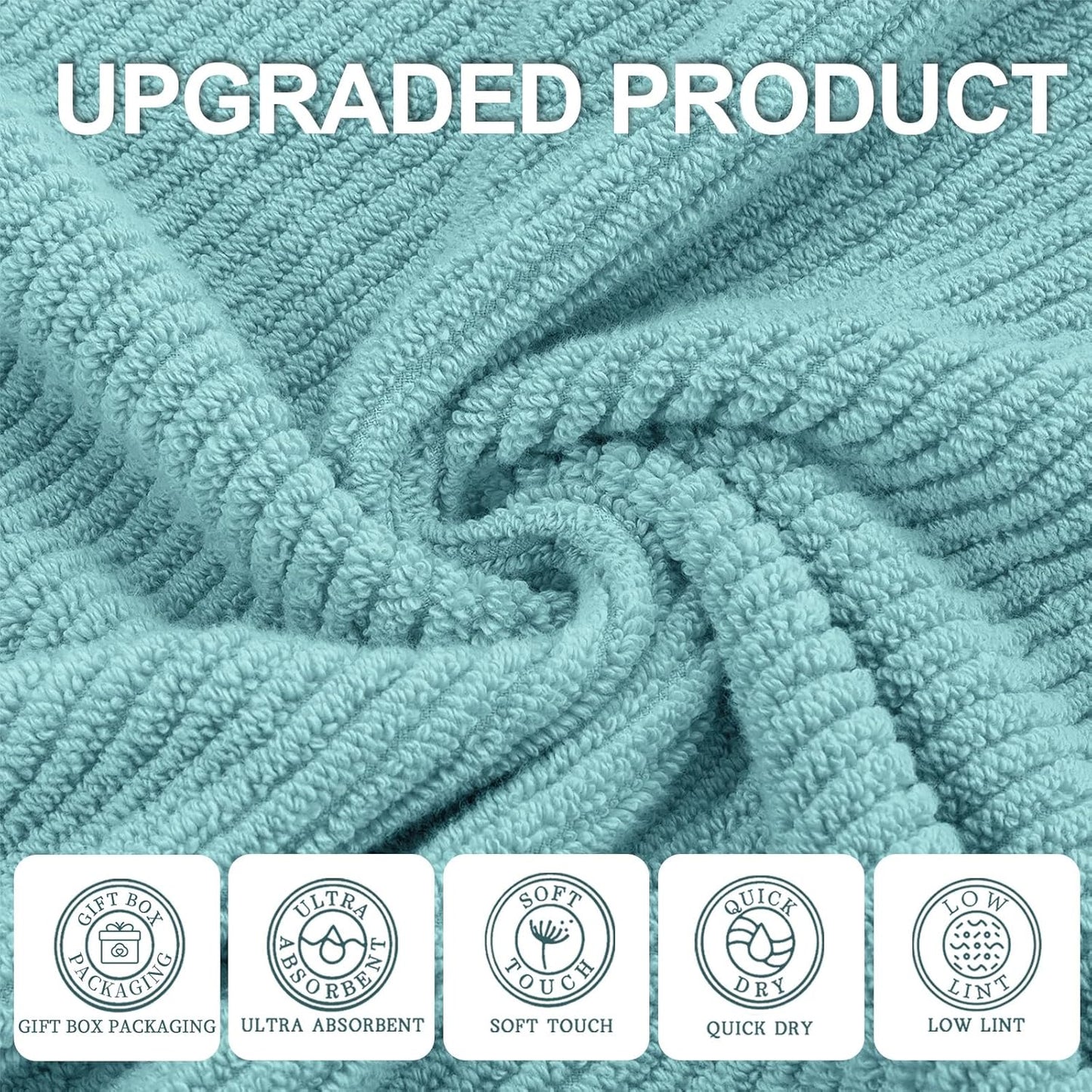 Teal Hand Towels for Bathroom, Bathroom Hand Towels Set of 4, Large 18" x 28" - Quick Dry | Lightweight | Soft | 100% Cotton | Absorbent, Thick Fluffy Towel Set for Showering, Aqua Towel Gift Set