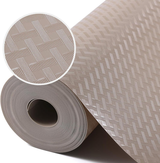 Beige Shelf Liners for Kitchen Cabinets Refrigerator Liners Waterproof & Oil-Proof Kitchen Cupboard Liner Drawer Mats EVA Material Non Adhesive Fridge Liner for Shelves 11.8 x 393.7 Inches
