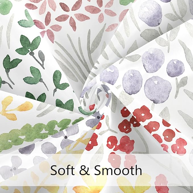 Long Shower Curtain 72 x 78 Inch, Tall Cute Floral Shower Curtain for Bathroom, Sage Green Wildflower Boho Cottagecore Fabric Shower Curtain Set with Hooks