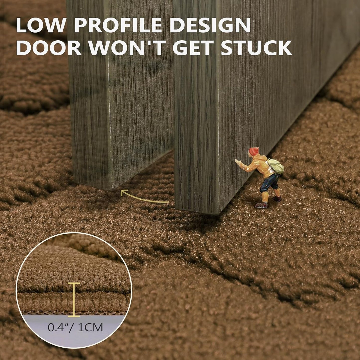 hicorfe Indoor Doormat,Front Back Door Mat TPR Backing Non Slip Mats 20"x31.5" Absorbent Resist Dirt Entrance Doormat Inside Floor for Entryway Washable Low-Profile(Dark Brown)