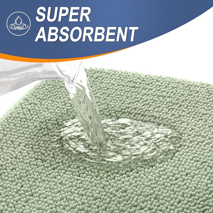 OLANLY Thick Memory Foam Bath Mat Rug 59x35, Extra Soft Absorbent Bathroom Rug, Quick Dry Bath Mats, Non-Slip, Machine Washable Carpet for Bathroom, Tub and Shower, Home Decor Accessories, Sage Green