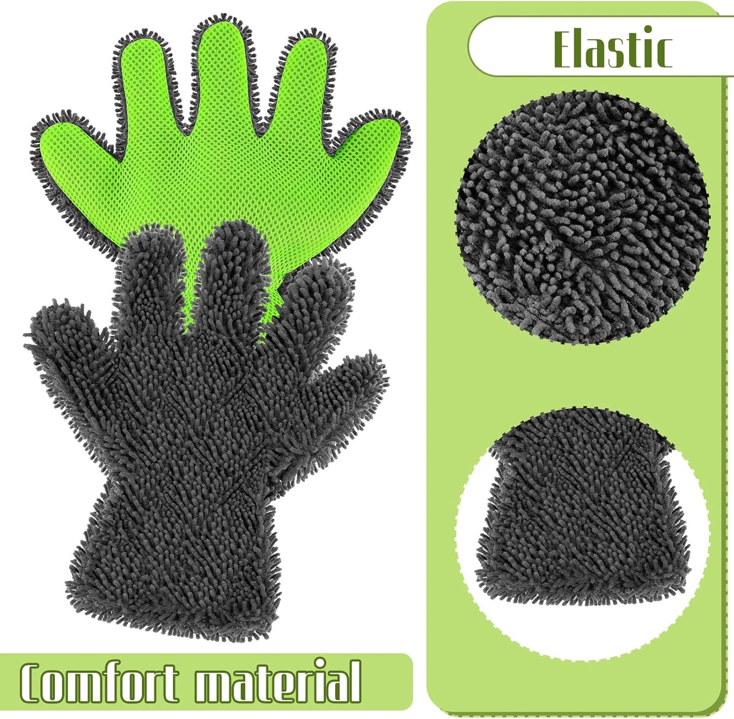 Ferraycle 2 Packs Car Wash Mitt 5 Finger Microfiber Wash Mitts Auto Car Dusting Gloves Double Sided Cleaning Gloves for Kitchen Home(Blue and Gray)