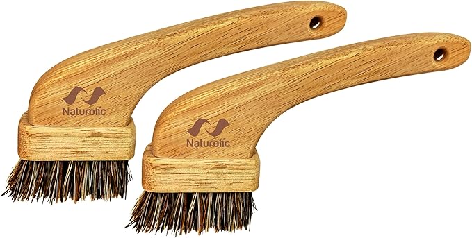 All-Natural Grout Brush Set | Wooden Cleaning Brush for Tile and Floor | Durable Floor Scrubber for Bathroom and Kitchen | Eco-Friendly Household Cleaning Tools – Pack of 2