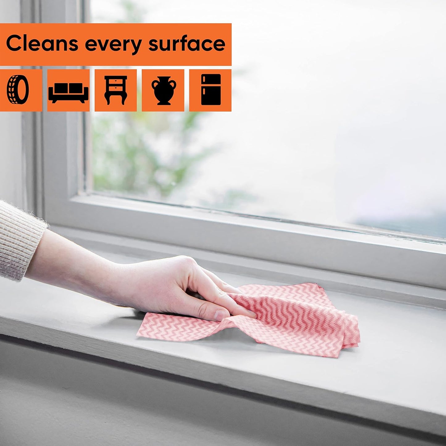 Superio Handy Wipes For Kitchen - Red Reusable Multi-Purpose Heavy-Duty Cleaning cloth for house, Bathroom, and office. Disposable Dish Towel (60)