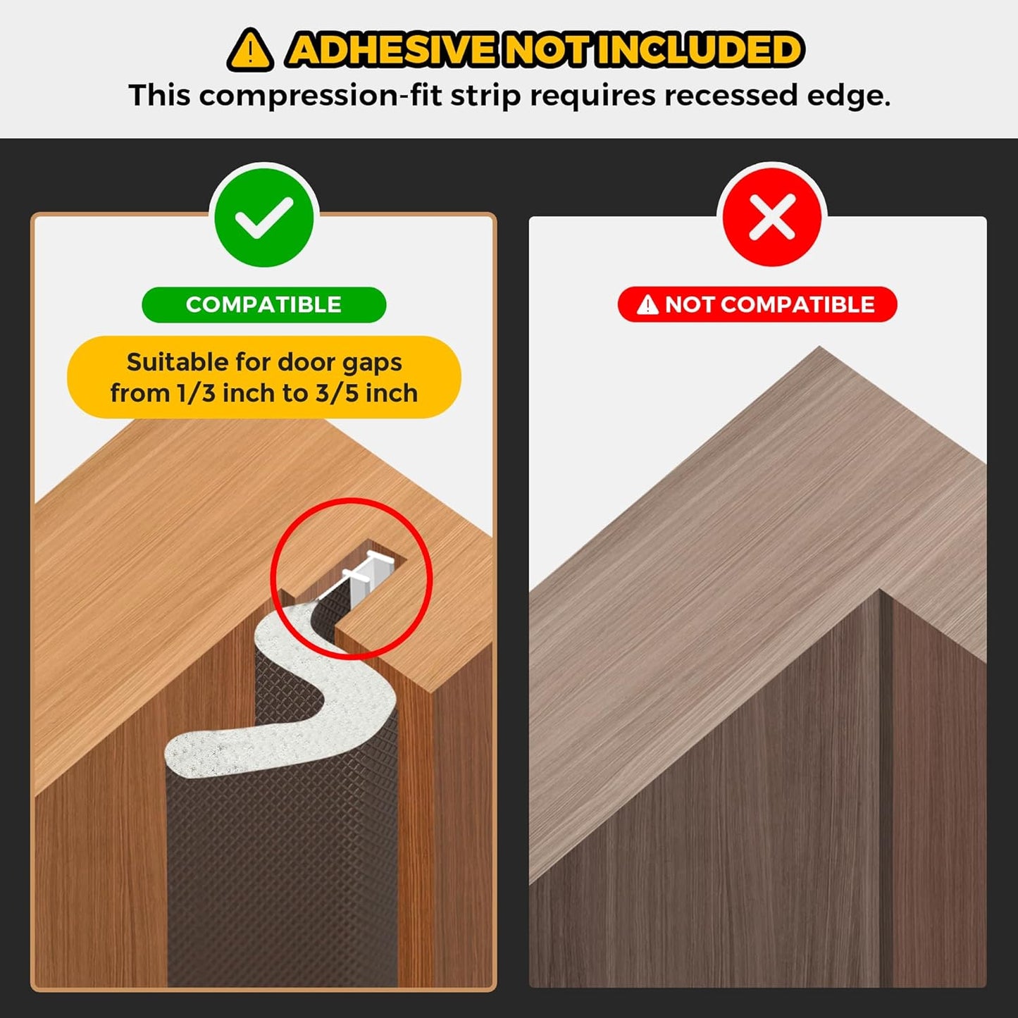 Weather Stripping Door Seal Strip - Soundproof Q-Shaped Foam for Exterior Door Frame, Large Gap Seal, Noise Cancelling, Easy to Install (Brown, 40FT)