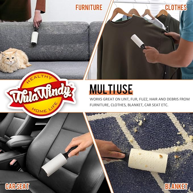 Lint Roller, Lint Roller for Pet Hair, Extra Sticky Lint Rollers Pet Hair Remover for Clothes, Work Great on Pet Hair Value Pack (2 Pack)