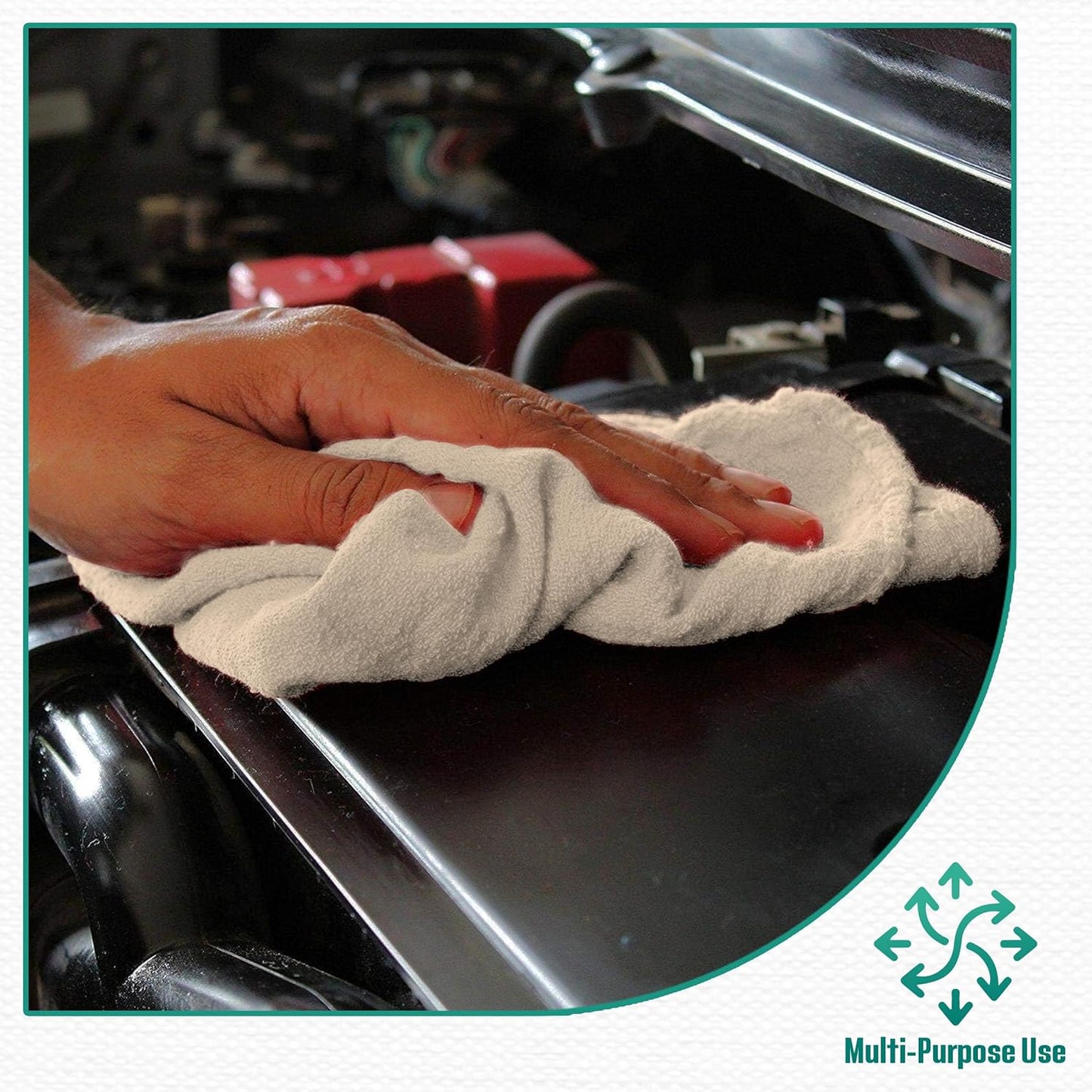 ZUPERIA Cotton Shop Towel – Multipurpose Cleaning Cloths (14" x 12" - Pack of 300 - White) Reusable Shop Rags for Automobiles, Industrial, Restaurants, Garage, and Homes