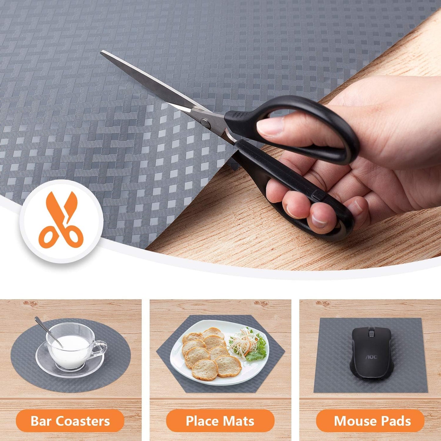 Shelf Liners for Kitchen Cabinets Refrigerator Liners Waterproof & Oil-Proof Kitchen Cupboard Liner Non-Slip Drawer Mats EVA Non Adhesive Fridge Liner for Shelves - Gray 11.8 x 236.2 Inches