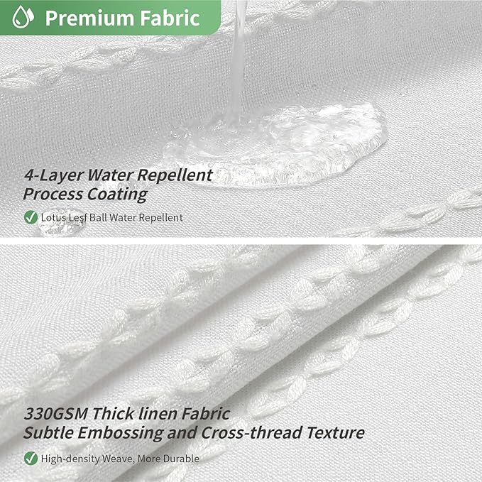 No Hook Stall Shower Curtain with Snap-in Fabric Liner - 54x80 Heavy-Duty Linen Textured Striped Design,Narrow Rustic Modern Farmhouse Bohemian Bathroom Curtain,Water-Repellent,White