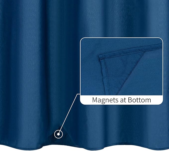 ALYVIA SPRING Stall Fabric Shower Curtain Liner Waterproof - Soft & Lightweight Small Shower Curtain with Magnets for Narrow Stall Size, Machine Washable - 36x72, Navy