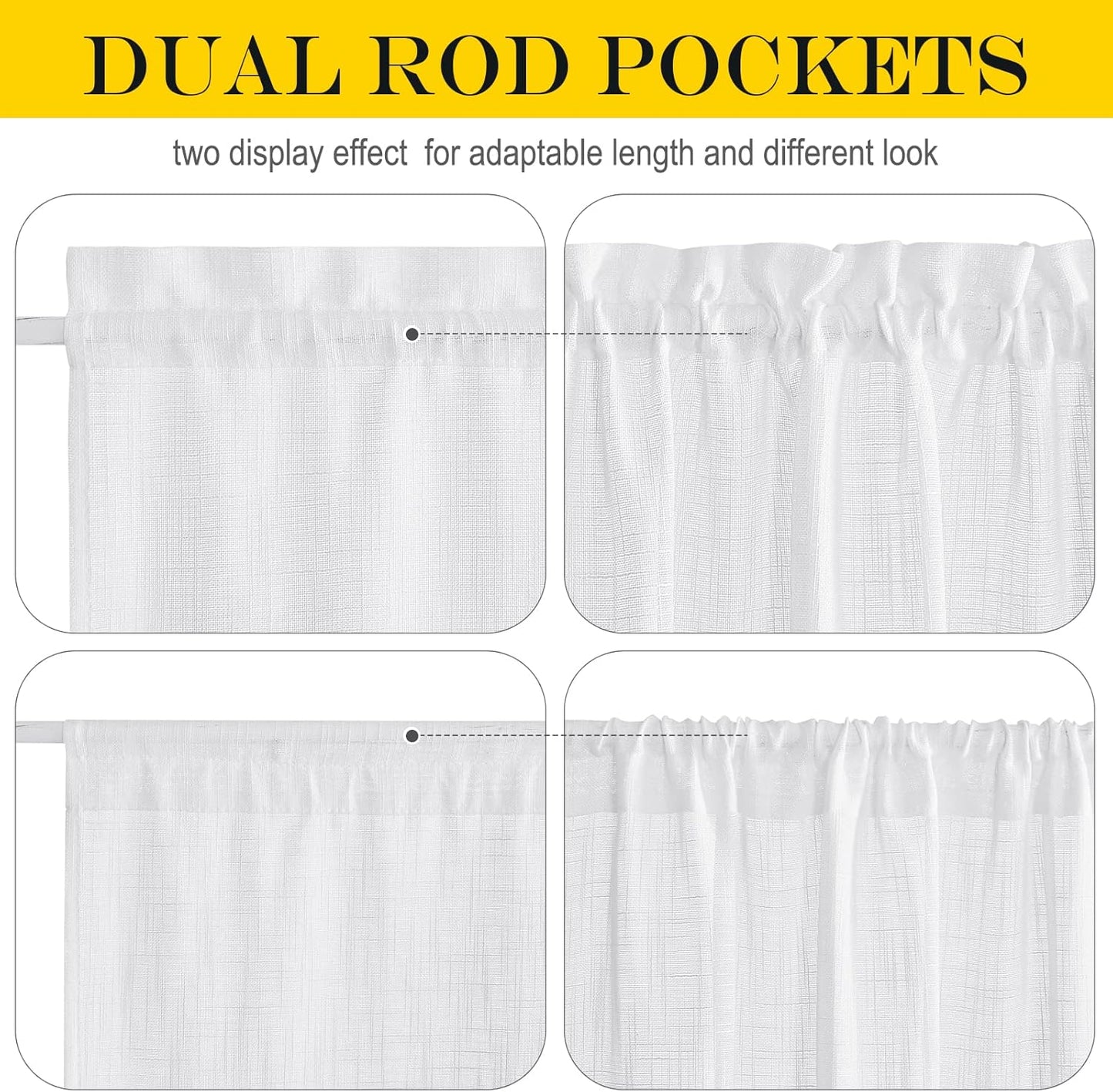 NICETOWN White Sheer Curtains for French Front Door, Short Curtains for Small Window, Sidelight Thermal Insulated Door Side Window Covering, W26 x L64, 1 Panel