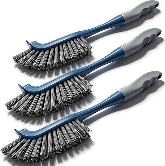 3 Pack Hard Bristle Scrub Brush Set, Cleaning Brush Designed for Cleaning Shower, Bathroom Faucets, Tile Grout, Sink Edges, Around Toilets, and Hard to Reach Corners and Crevices