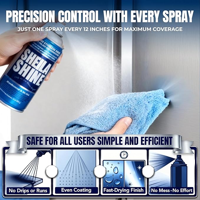2 x 10oz Sheila Shine Stainless Steel Cleaner and Polish w/ Microfiber Cloth - Cleans, Polishes & Protects Kitchen Appliances, Refrigerators, Sinks, Ovens & Grills - Stainless Cleaner for Appliances