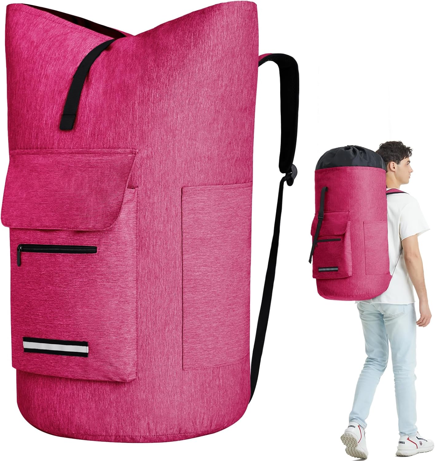 Laundry Bag Extra Large 115L，Laundry Backpack with Shoulder Straps，Sturdy Travel Laundry Bags with 4 Pockets，Laundry Backpack Heavy Duty，Clothes Hamper Bag XXL，College Dorm Essentials