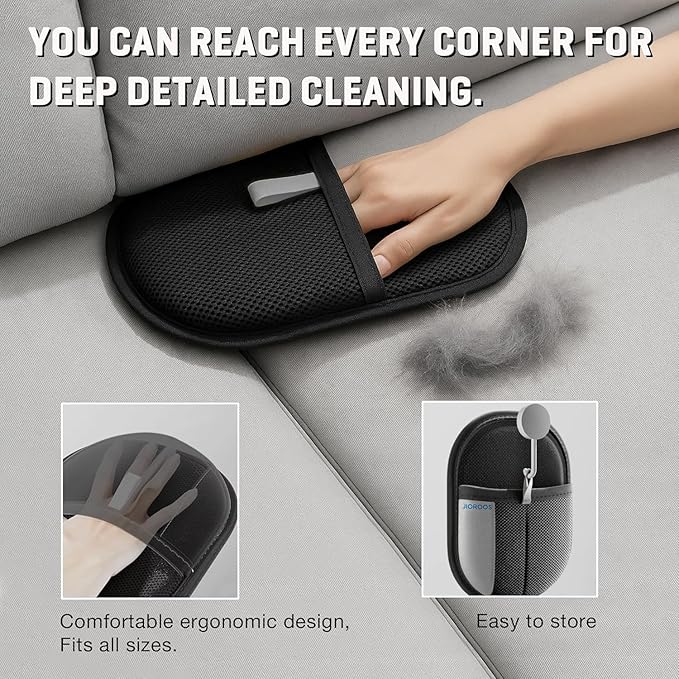 Pet Hair Removal Glove for Cats & Dogs, Upgraded Electrostatic Reusable Pet Hair Remover Tool, Magic Fur Removal Mitt for Laundry, Couch, Carpet, Car Seat, Pet Grooming Gloves (2)