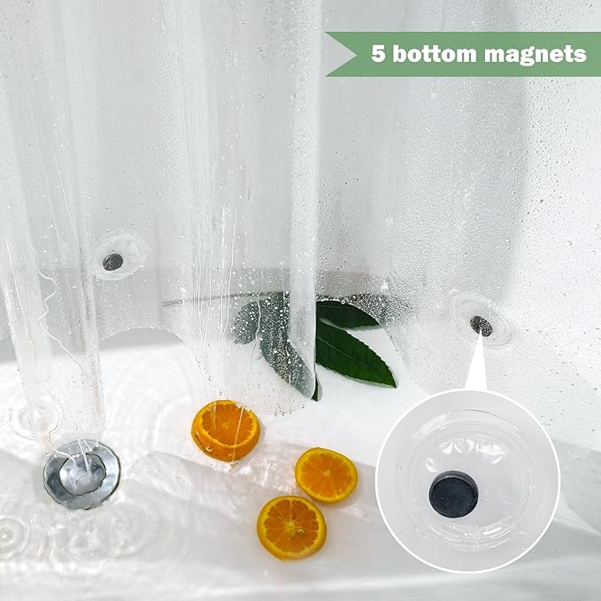 UFRIDAY 72 x 86 inches Extra Long Shower Curtain Liner,Simple Plastic Clear Bathroom Curtain Waterproof Shower Curtain with 5 Magnets Bottom,Heavy Duty Home Hotel Restaurant Liner