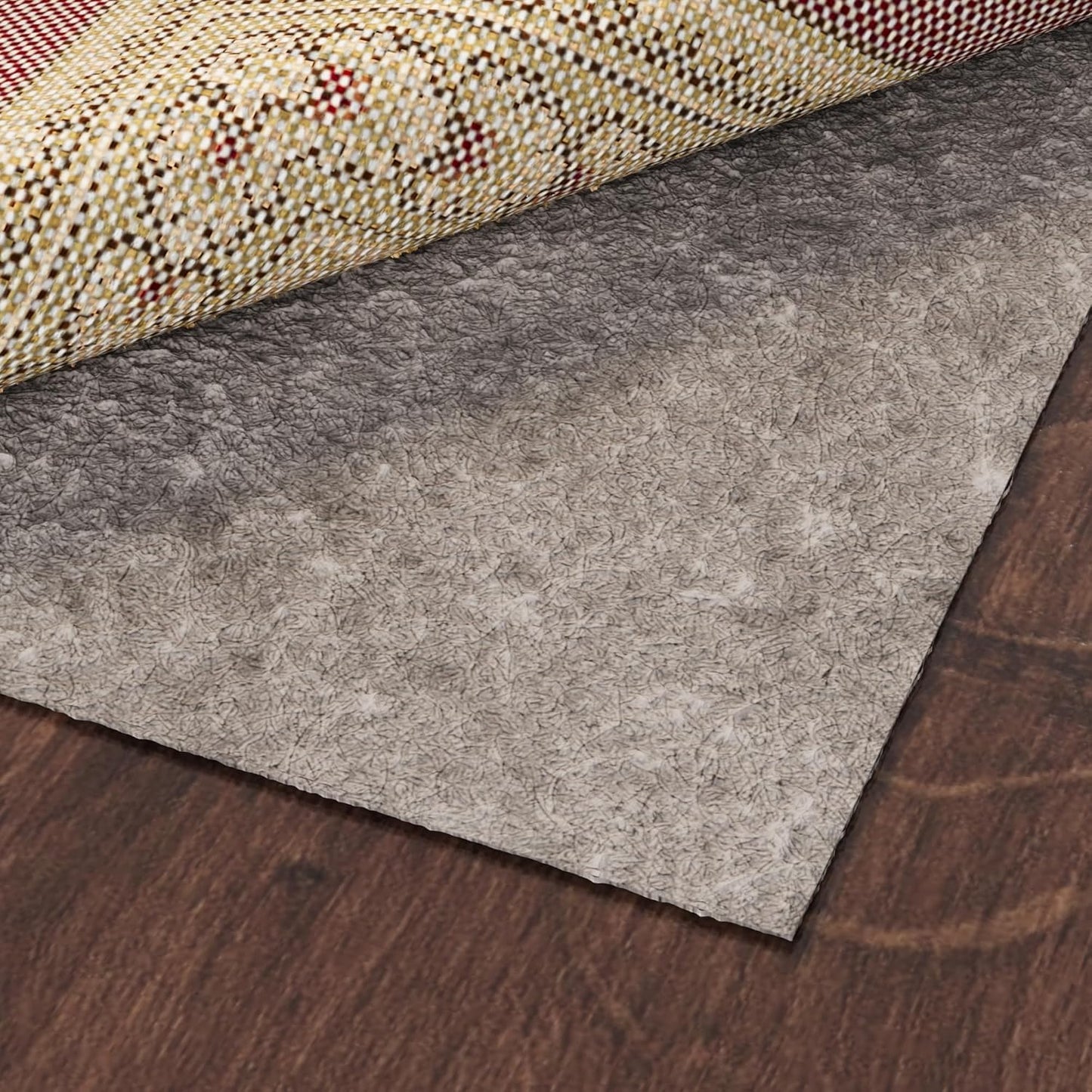 Ottomanson 8' x 11' Non-Slip Rug Pad Gripper 1/4 Inch Thick Dual Surface Felt + Rubber Gripper - Safe for All Floors, Brown