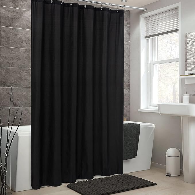 ALYVIA SPRING Long Fabric Shower Curtain Liner Waterproof - 72" x 78", Soft & Lightweight Long Shower Curtain with 3 Magnets, Machine Washable - 72x78, Black