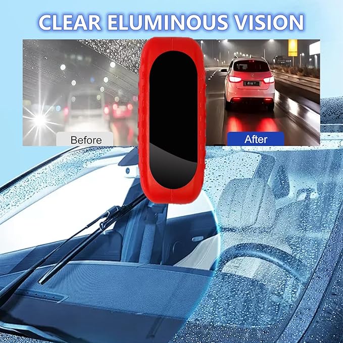 Car Glass Oil Film Cleaner, 2026 New Automotive Oil Film Cleaning Brush for Car Windows, Cars Window Glasses Cleaning Boar with Extra Cleaner, Universal Anti-Rain Fog Glass Brush (2)