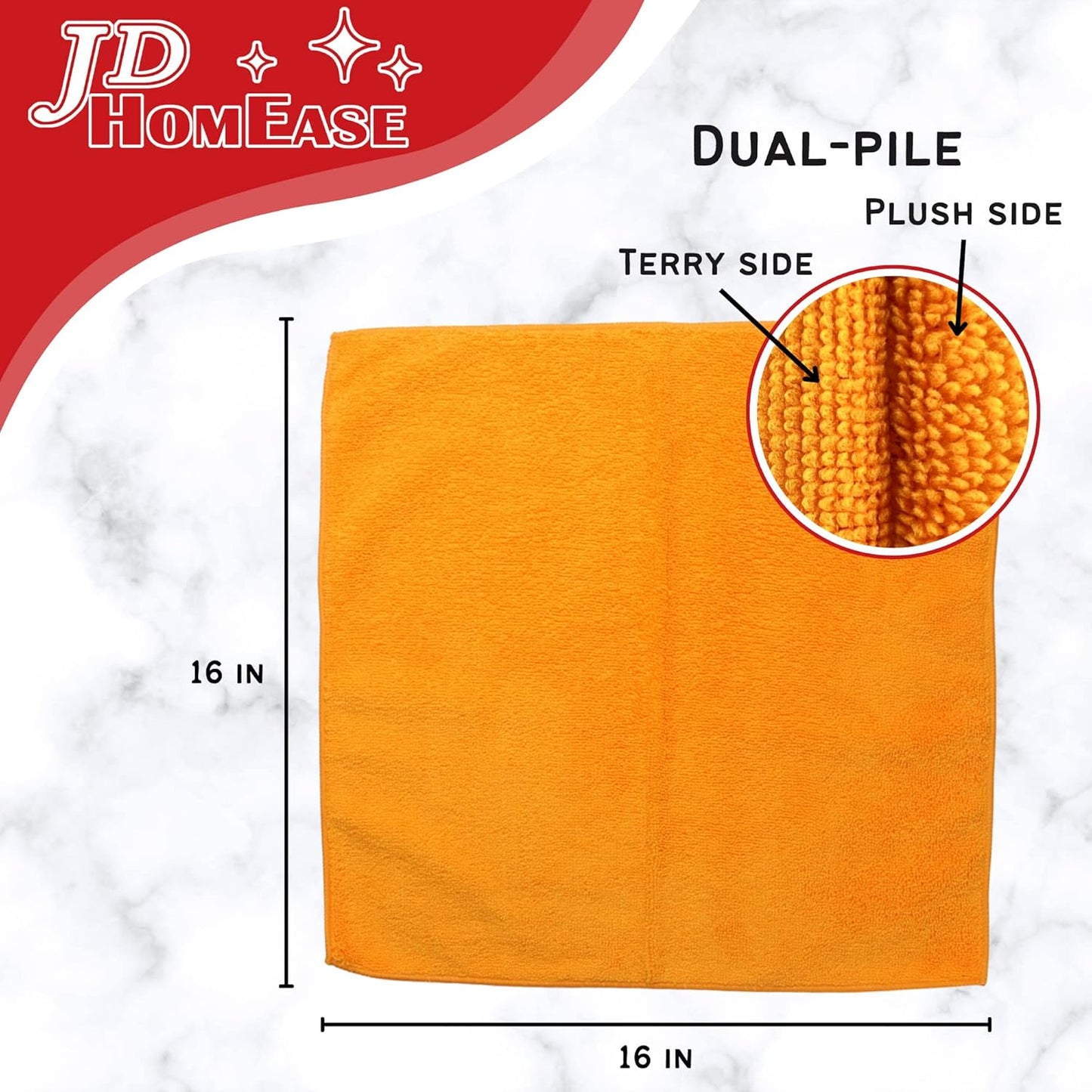 Microfiber Cleaning Cloths,48 Pack, 16"x16", All-Purpose, Softer, Highly Absorbent, Lint-Free, Reusable, Washable Pro Towels, Orange, for House, Kitchen, Bathroom, Car, Office