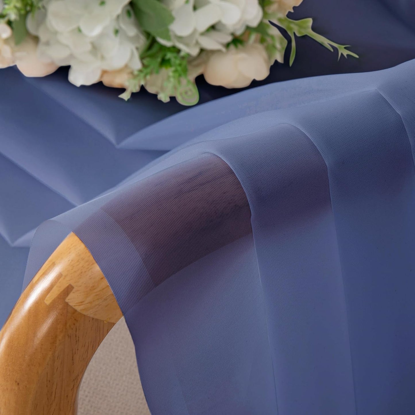 Chyhomenyc Sheer Valances for Windows 2 Pack, Small Window Curtains for Living Room Bathroom Laundry Basement, Modern Top Dual Rod Pocket Voile Curtain, 42W x 14L inches, 2PCS, Royal Blue