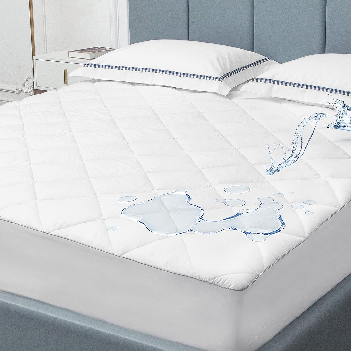 Sunflower Quilted Mattress Protector, Pad, Cotton King Cover Waterproof, Extra Deep Pocket Thin Version, Hypoallergenic Soft Durable, White, King 78''x 80'', (SFWFMPK)