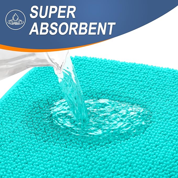 OLANLY Thick Memory Foam Bath Mats Rugs 36x24, Extra Soft Absorbent Bathroom Rug, Quick Dry Bath Mat, Non-Slip, Machine Washable Carpet for Bathroom, Tub and Shower, Home Decor Accessories, Teal