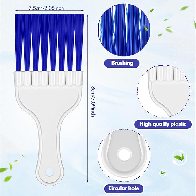 Boao 6 Packs Coil Brush Air Conditioner Condenser Refrigerator Cleaning HVAC Coil Cleaner Small Plastic Whisk Brush (Blue)