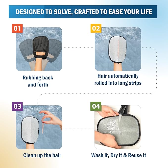 GREENWYN Pet Hair Removal Glove – Upgraded 5 Finger Reusable Electrostatic Pet Hair Remover Tool for Dogs & Cats, Removes Hair, Lint & Debris from Carpet, Couch, Car Seat & Clothing (1 Piece)