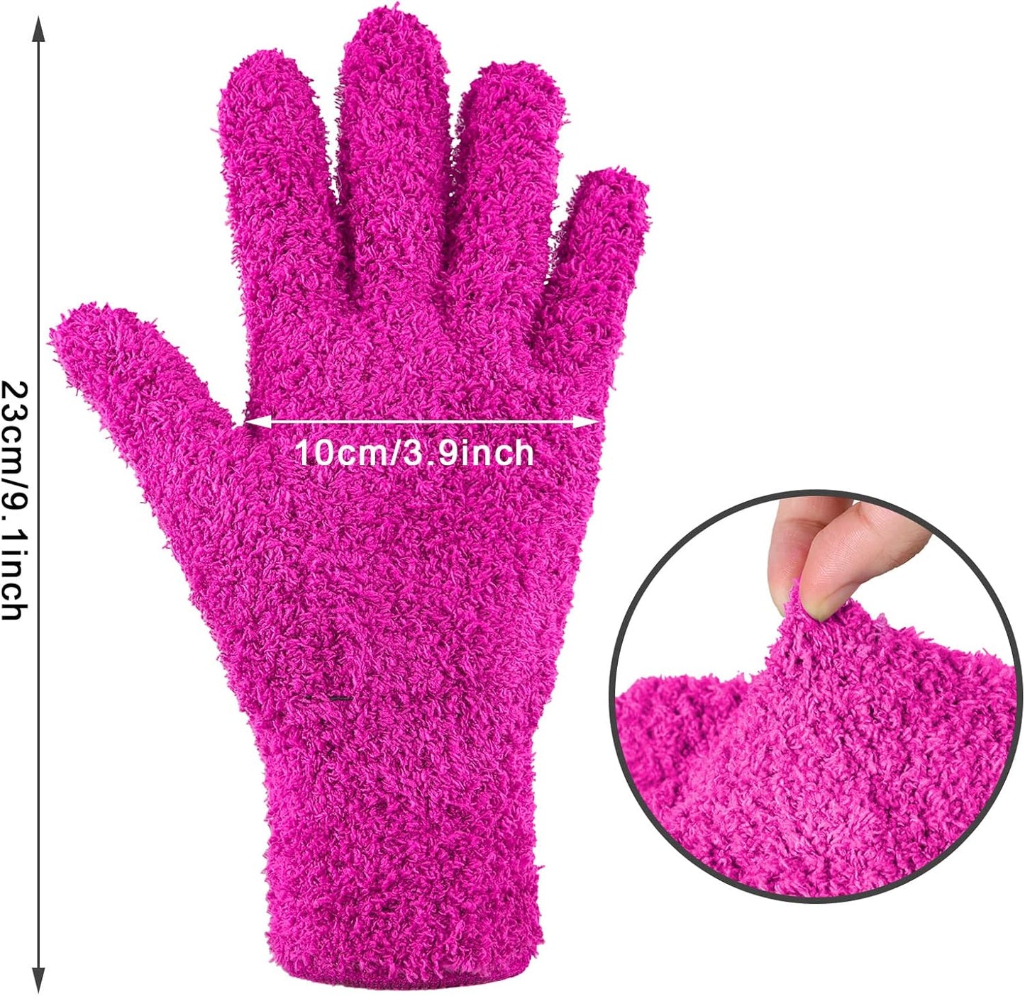 Bencailor 6 Pairs Microfiber Dusting Gloves, Dusting Cleaning Gloves Microfiber Gloves for Plants House Blinds Car Dust Mitt (Bright Color,Medium)