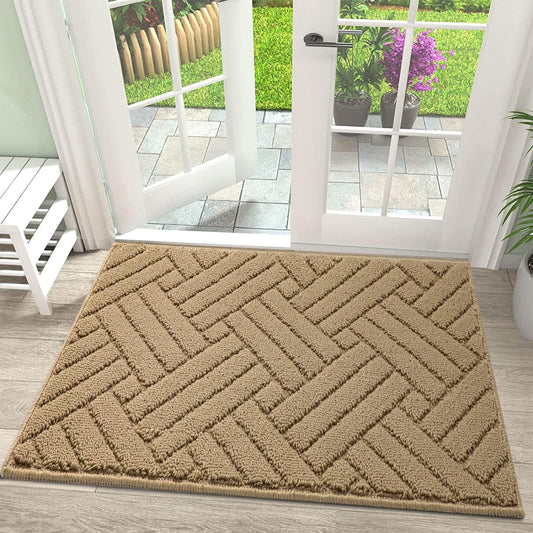 Door Mat Indoor Doormat, Entryway Rug Door Mats Non-Slip Rubber Backing, Low-Profile Entrance Rugs, Absorbent Resist Dirt Doormats Inside Floor Door mat for Entryway,24" x36 Brown