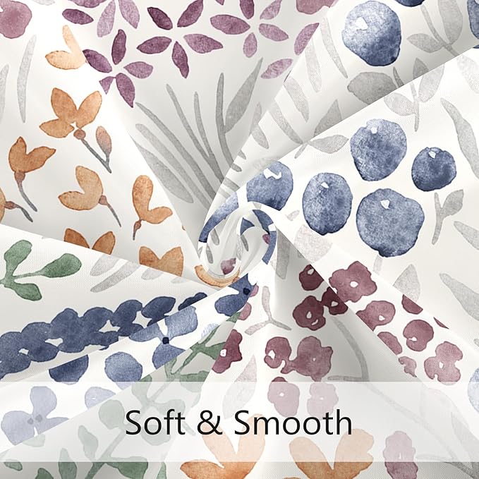 Long Shower Curtain 72 x 78 Inch, Tall Cute Floral Shower Curtain for Bathroom, Mauve Wildflower Boho Cottagecore Fabric Shower Curtain Set with Hooks