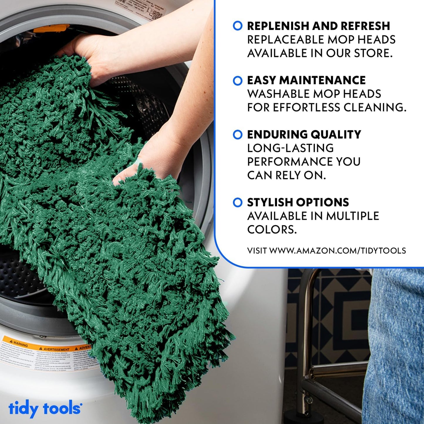 Commercial Dust Mop Replacement Head – 36 x 5 in. Cotton Nylon Reusable Mop Head – Industrial Dust Mop Refill for Floor Cleaning & Janitorial Supplies, Green