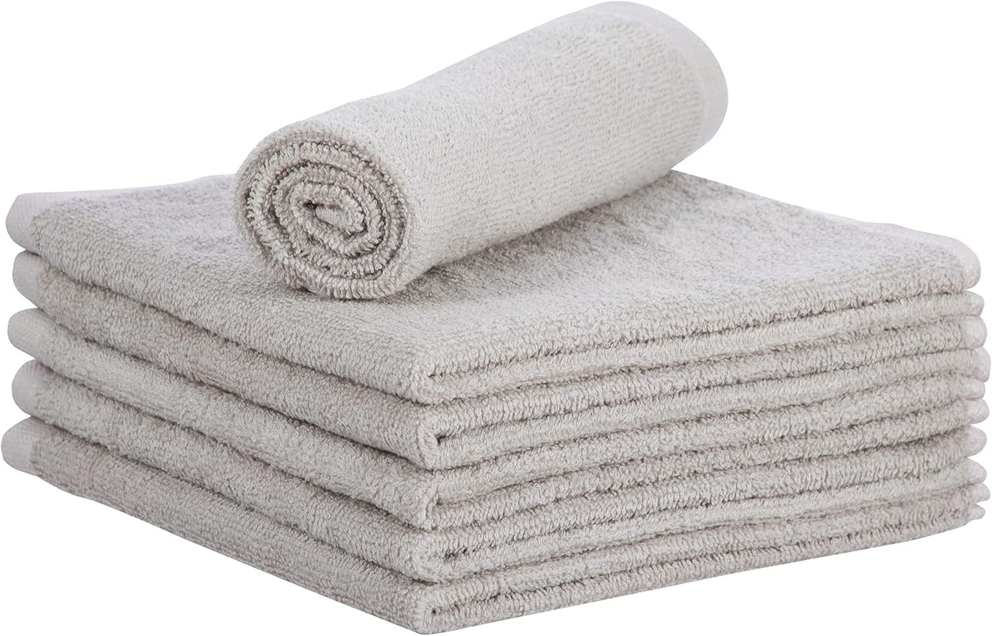 Superio Cotton Terry Washcloths Grey Towels 100% Cotton Cleaning Cloth 16" Rags Wash Clothes for Body and Face, Spa Towels, Multi Purpose (6, 16"x16")