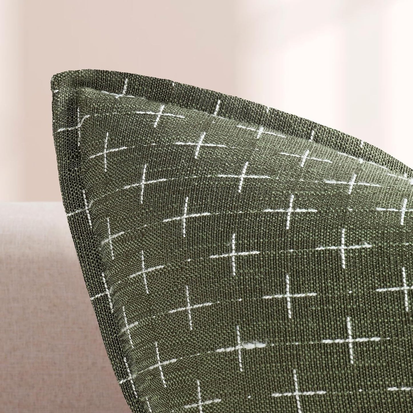 ZWJD Pillow Covers 26x26 Set of 2 Soft Polyester Textured Pillow Covers with Stylish Flange Edge Cozy Farmhouse Throw Pillows for Couch Bed Sofa Living Room