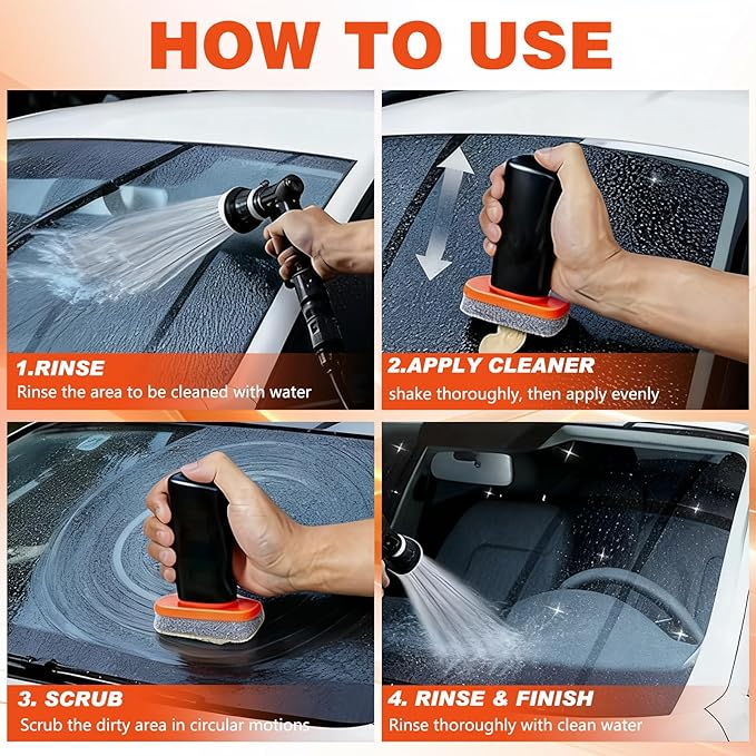 Oil Film BrushHandheld Glass Oil-Film Remover, New Upgrade Powerful Roll-On Glass Compound Emulsion Guard Cleaner Glass Cleaning Board, Automotive Oil Film Cleaning Brush Car Windshield Windows