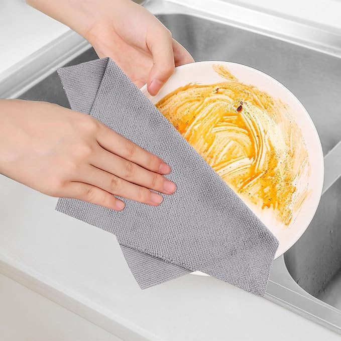 Microfiber Cleaning Cloth Roll 20pcs Tear-Away Reusable Washable Absorbent Dish Towels for Home Car Garage and Kitchen Cleaning Tasks